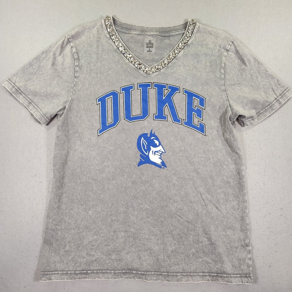 Gameday Couture Duke Blue Devils Rhinestone V-Neck Mineral Wash T-Shirt Large